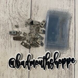 *Vertical ID Badge Holder Clear PVC Name Holder Tags w/ Badge Clips
